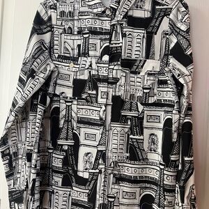 Karl Lagerfeld Black & White Graphic Architectural Print Blouse